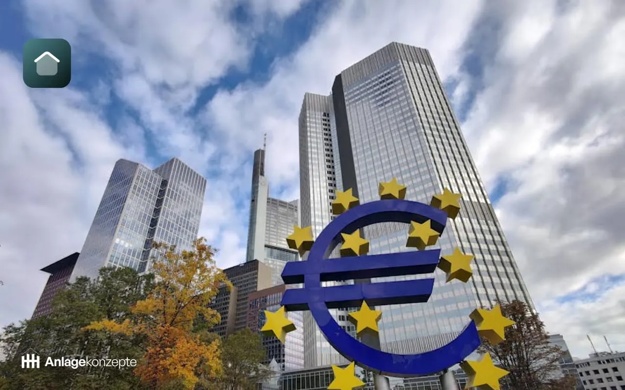 Die EZB Bank mit einem Euro Zeichen